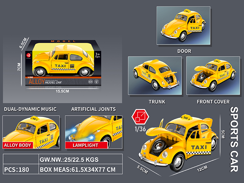 Pull Back Alloy Taxi Car(Four Doors Can Open)