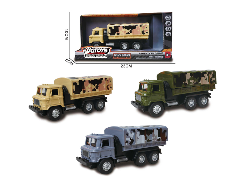 Pull Back Alloy Military Truck Transport Vehicle