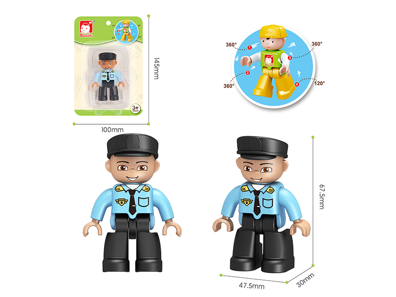 Large Particle Building Blocks Doll - Policeman
