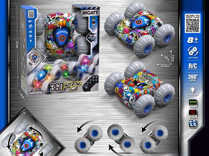 2.4G Remote Control Inflatable Wheel Double Sided Stunt Car