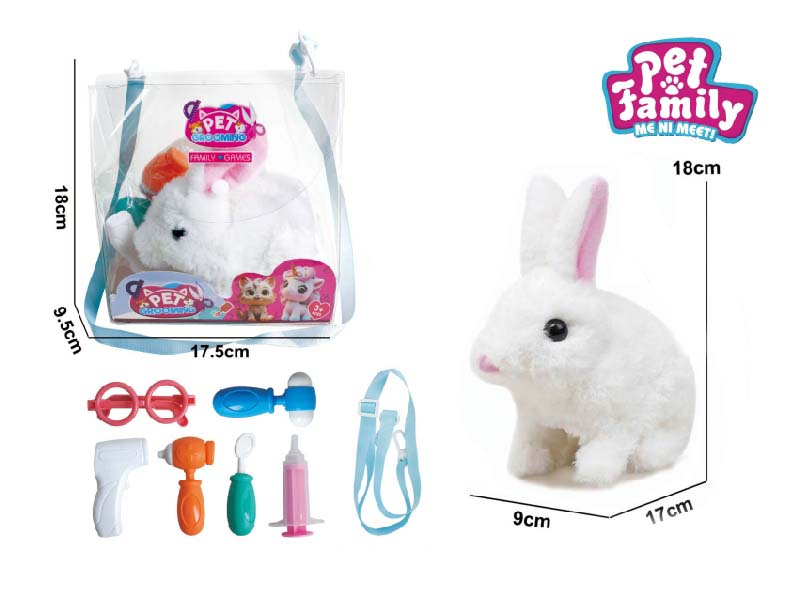 B/O Plush Walking Long-Haired Rabbit + Small Accessories 1