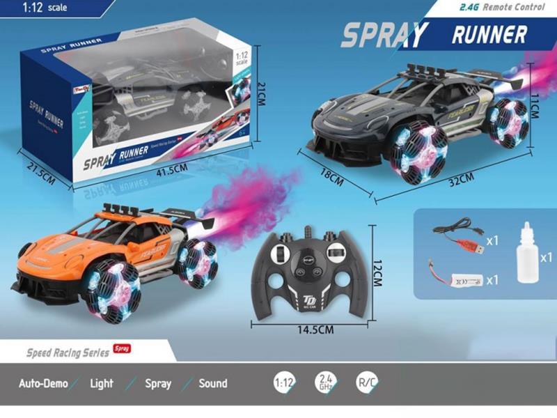 1:12 Scale Simulation Four-Way Porsche 911 Drift High-Speed Remote Control Car, Plastic Body With Rear Sprayer And Handle Remote Control, 2.4G