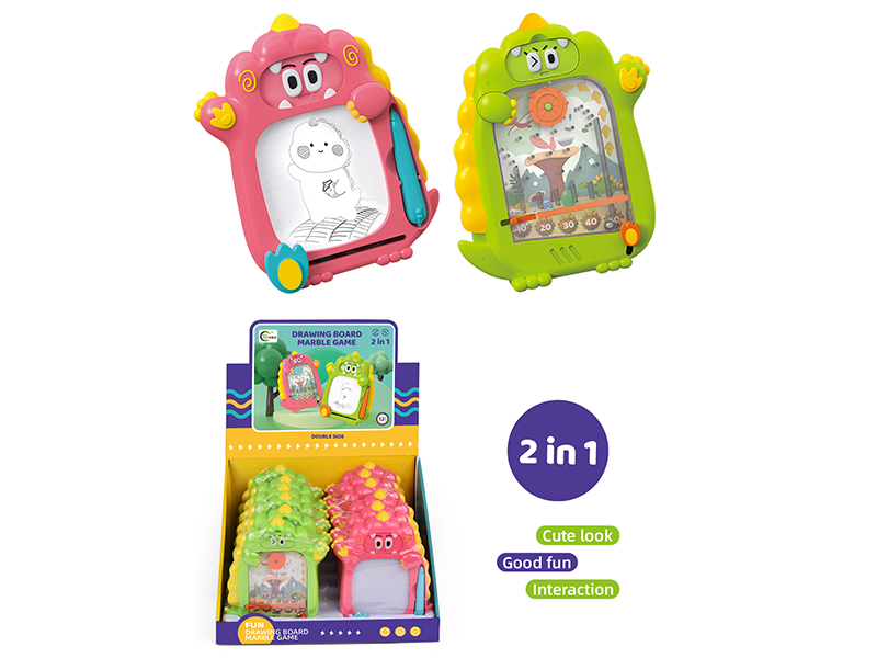 12PCS 2 In 1 Dinosaur Drawing Board+Marbles