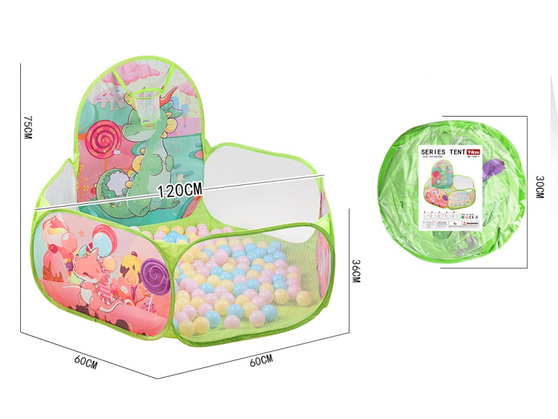 Green Candy Dinosaur - Children's Tent Ocean Ball Pool