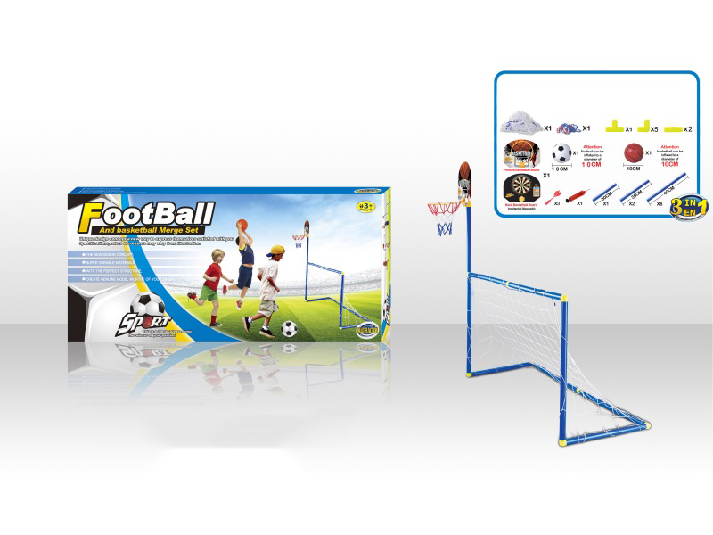 3-In-1 Football Goal + Basketball Backboard Target +12 CM Football