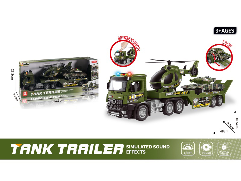 1:16 Sound And Light Inertial Door-Opening Military Transport Vehicle (Package 3*Ag13)