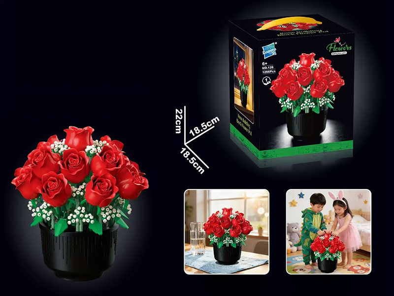 Rose Potted Plant Building Blocks 1266pcs
