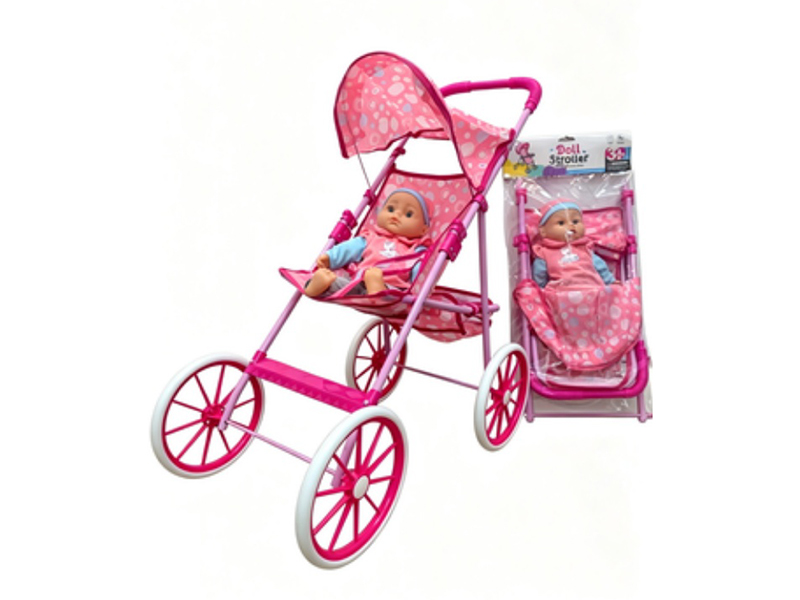 An Iron Eco-Friendly Baby Stroller With A 16-Inch Doll
