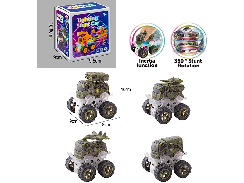 Dual Friction Stunt Off-Road Military Truck With Lights 1pcs