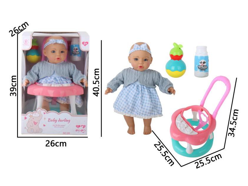 16-Inch Full-Body Rubber Hands-Filled Cotton Doll Walker