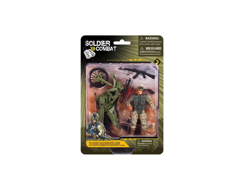 Military Toys Set(Soldier With Motorcycle And Weapon)