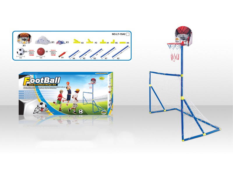 2-In-1 Football Goal + Basketball Board 18 CM Football