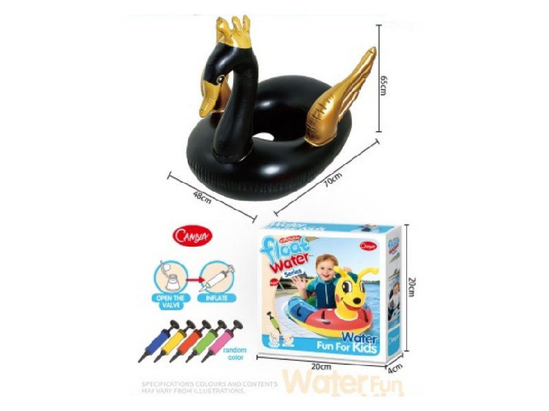 Children'S Swimming Ring + Air Pump [Black Golden Swan]