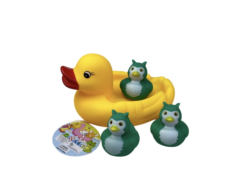 A Large Female Duck Playing In The Bathroom With An Owl Duck