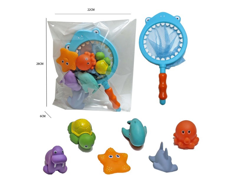 Shark Fishing Net + Double-Color-Changing Marine Animals (7-Piece Set)