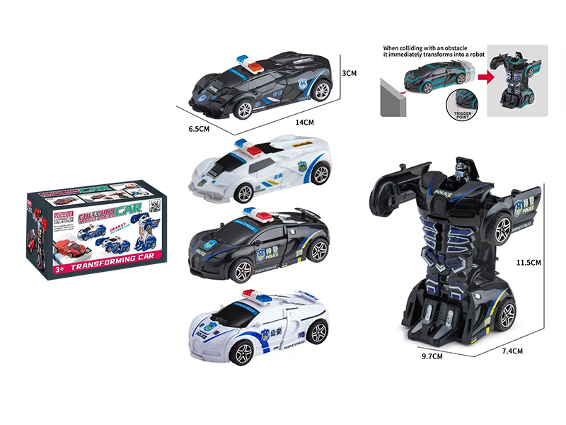 Friction Crash Deformation Bugatti Police Car 1PCS