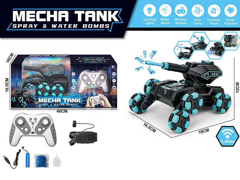11CH Remote Control Spray & Water Bombs Mecha Tank With Watch Remote Control