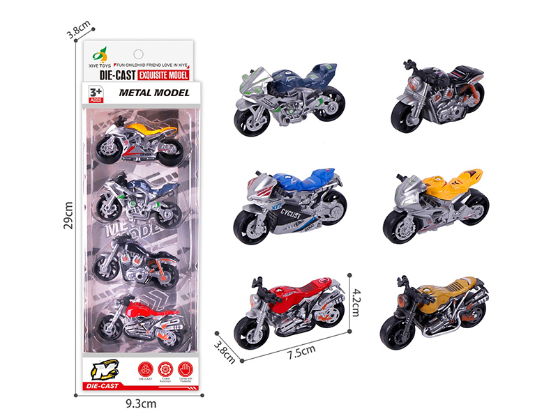 Alloy Harley Motorcycles 4pcs