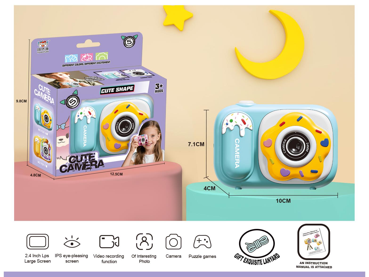 Children'S Camera Can Take Photos, Videos And Play Games (In  Shape Of A Doughnut).