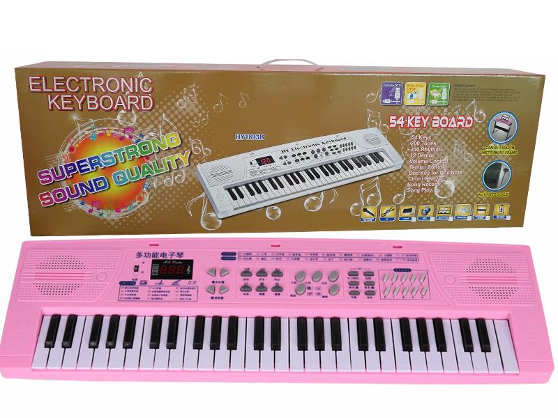 54 Keys Dual Speaker Digital Electronic Organ(Pink, With USB, Microphone)