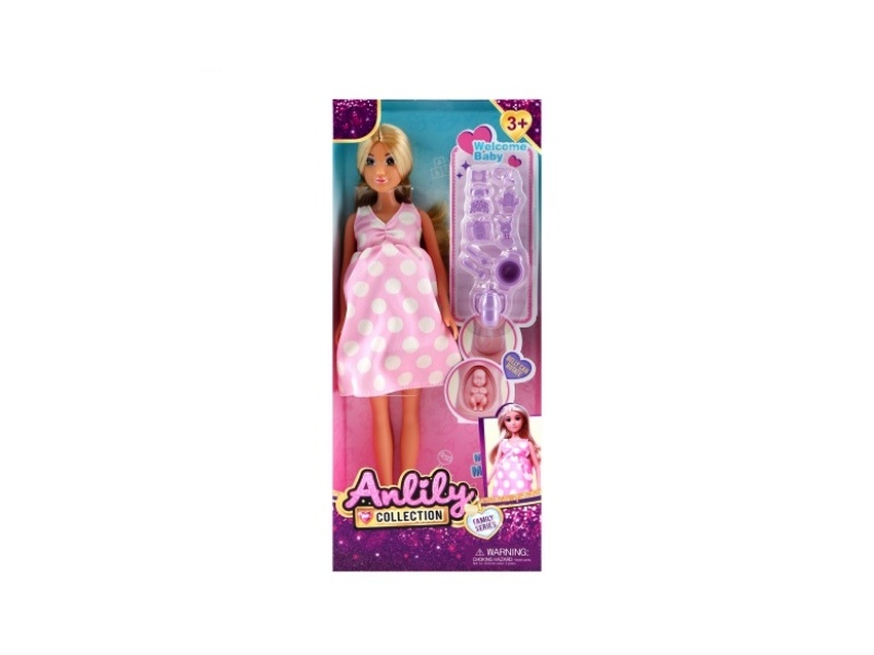 11.5-Inch Solid Pregnant Woman Doll (Brown Skin Color)