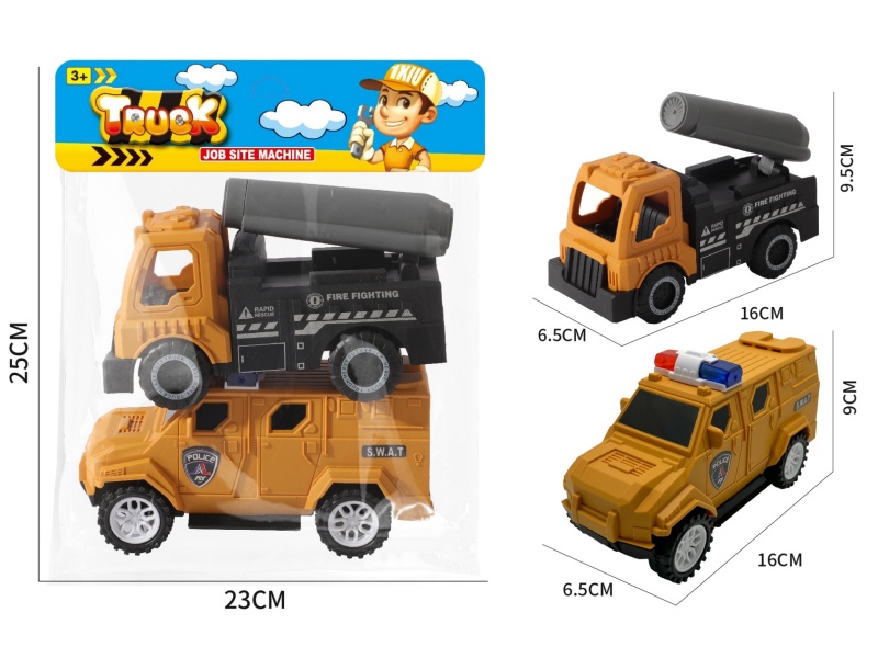 Slide Engineering Fire Fighting Truck + Police Car