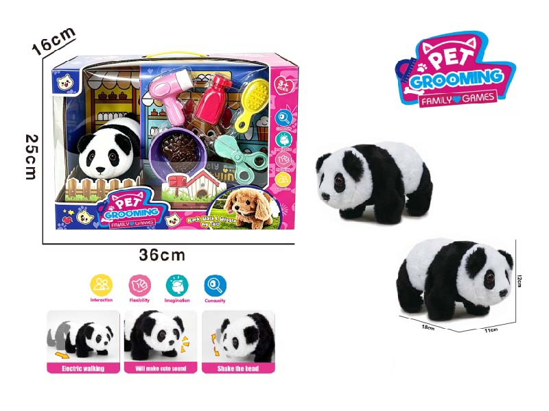 Play House B/O Plush Walking Panda (Single Color) Paired With Medical Device Care Set
