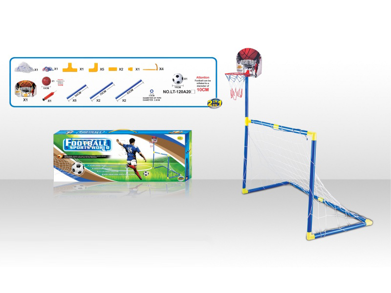 2-In-1 Football Goal + Basketball Board 12 CM Football