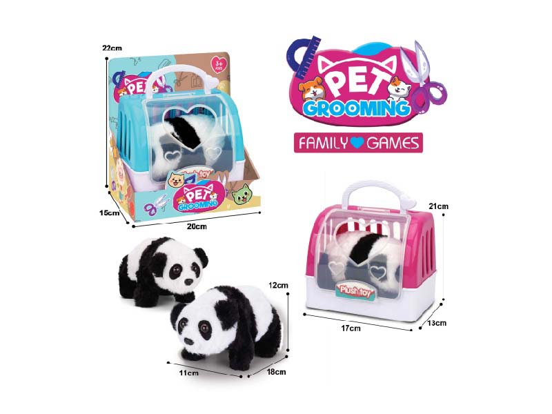 B/O Plush Panda + 2-Color Hand-Held Cage