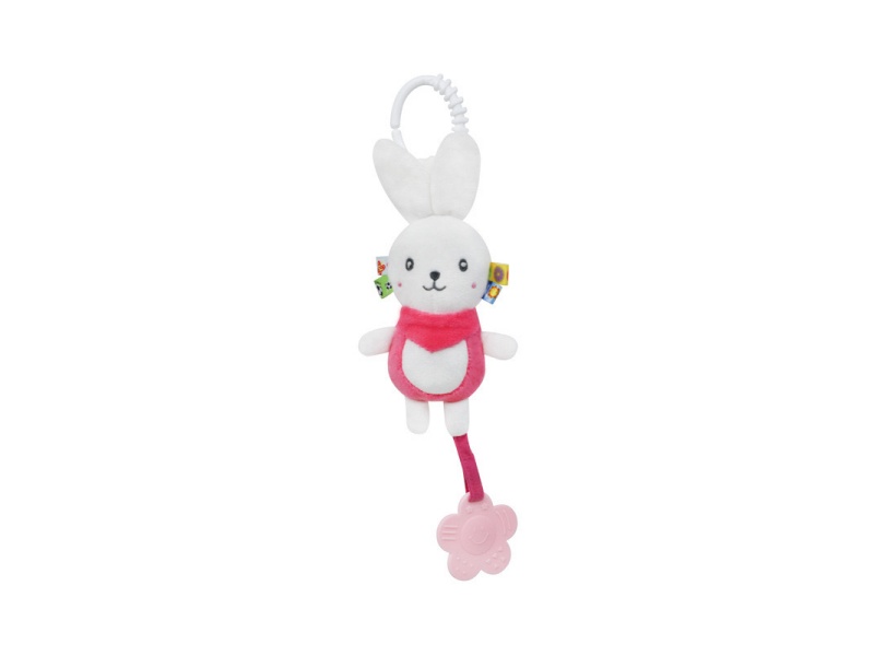Bb Called Pink Rabbit Baby Comfort Teething Tube Bell Plush Pendant