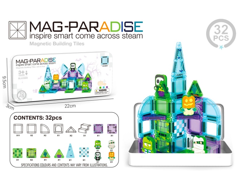 Mini Magnetic Tiles Whimsical 32 Pcs