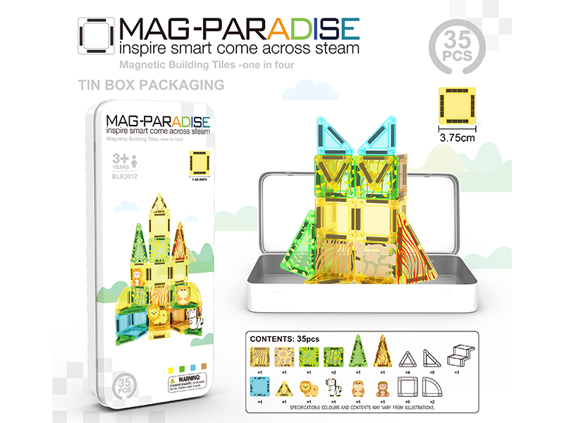 3.75cm Grassland Theme Magnetic Building Blocks 35pcs