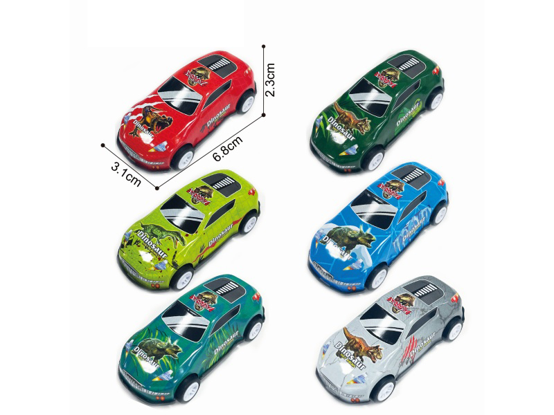 6.8 Bridge Car No. 2 Dinosaur Sliding Tin Car (6 Models Mixed)
