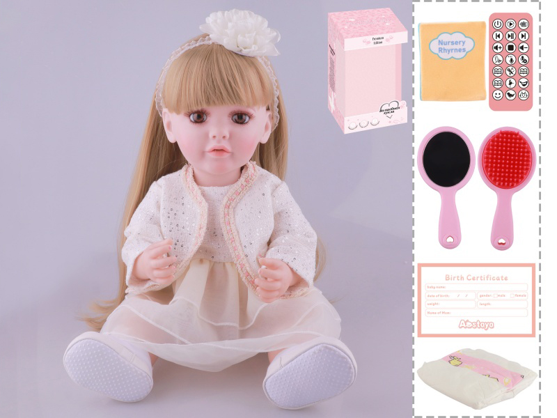 22-Inch Bionic Smart Rebirth Doll, Capable Of Bionic Shaking Of The Head, Raising Of The Hand, Mouth Movement To Speak, Intelligent Dialogue, Recording, Imitating The Tongue, Oral Skills, Dance Music