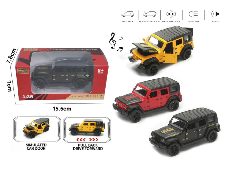 1:36 Force Alloy Car Model - Wrangler With Lights And Music (3-Color Mixed Outfit)