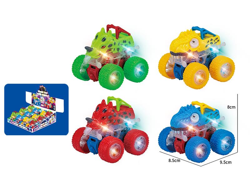 Dual Friction Stunt Monster Car With Lights(Dinosaur) 12pcs