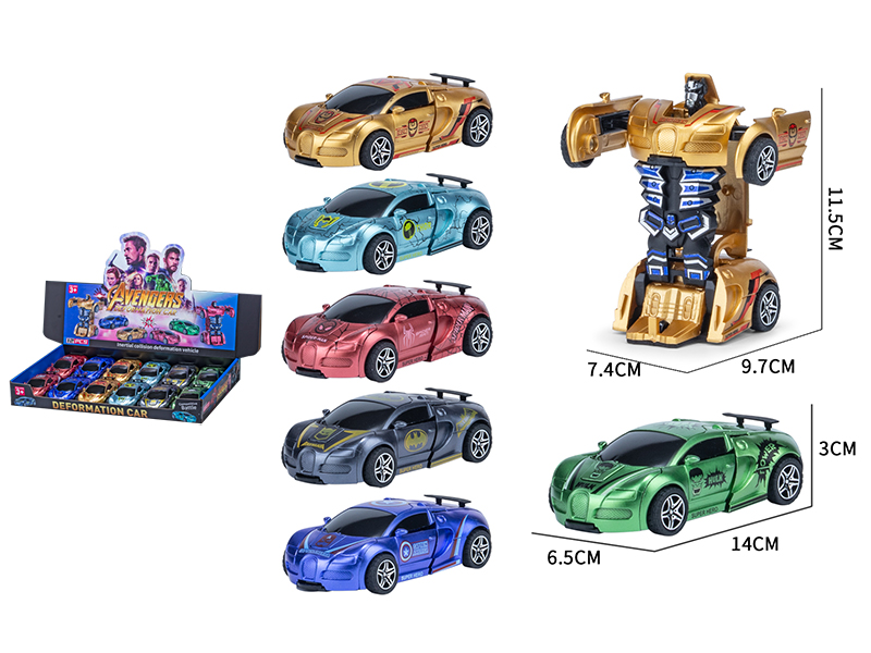 Friction Crash One Key Deformation Bugatti Cars 12pcs