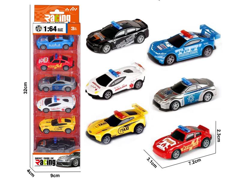 1:64 Pull Back Alloy Police Cars