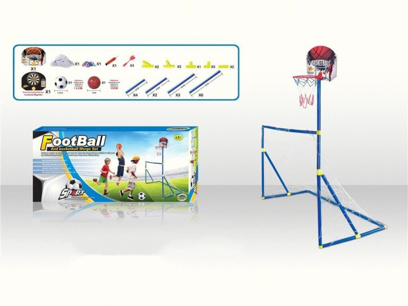 3-In-1 Football Goal + Basketball Backboard Target +12 CM Football