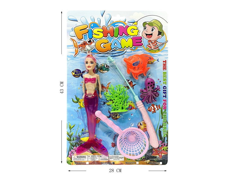 Mermaid Doll + Magnetic Fishing Toy