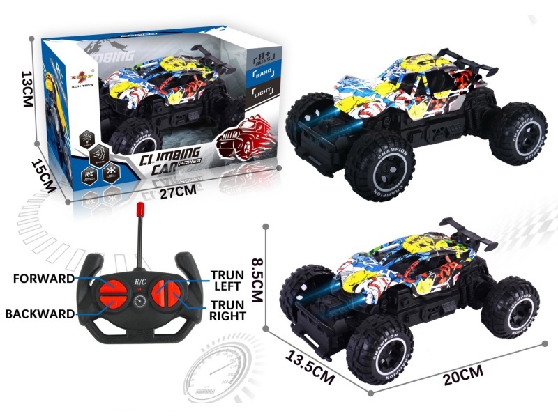 Two types of remote-controlled small climbing vehicles are mixed (graffiti), with 27 frequencies, five connections and no power included