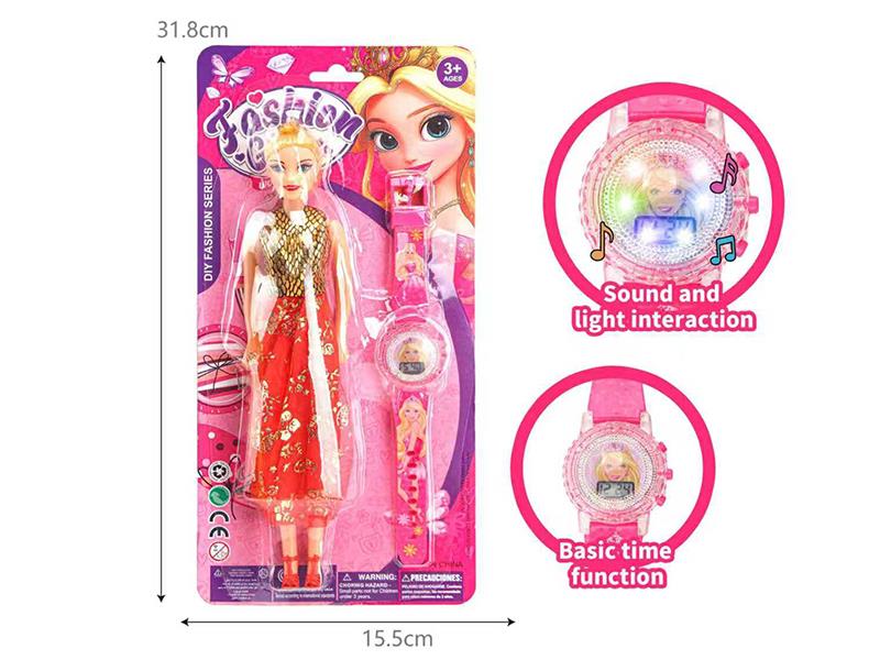 Cartoon Watch With Light And Music + Doll