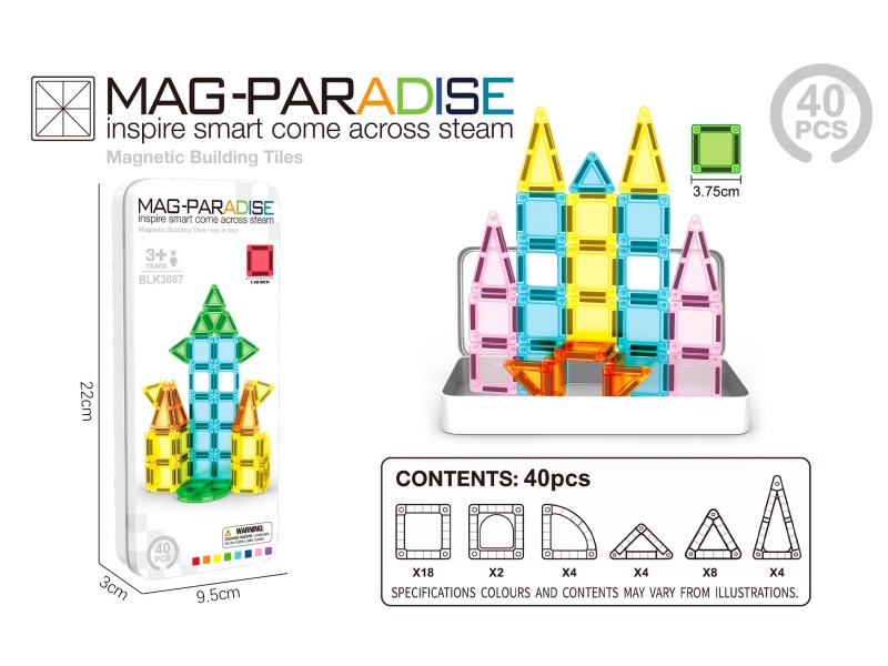 Mini Magnetic Tiles 40 Pcs