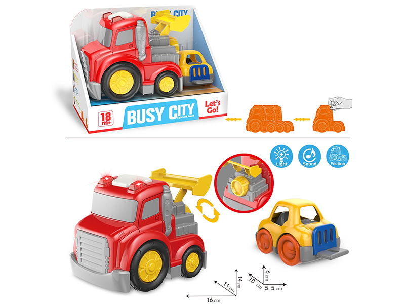 Friction Cartoon Racing Car + Small Car With Bell