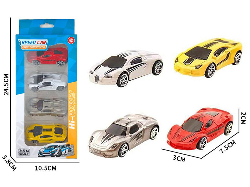 1:64 Pull Back Alloy Car 4pcs