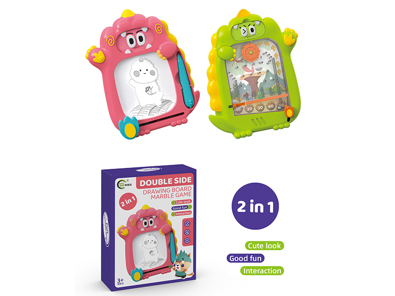 Double Side Dinosaur Drawing Board Marble Game 2 In 1