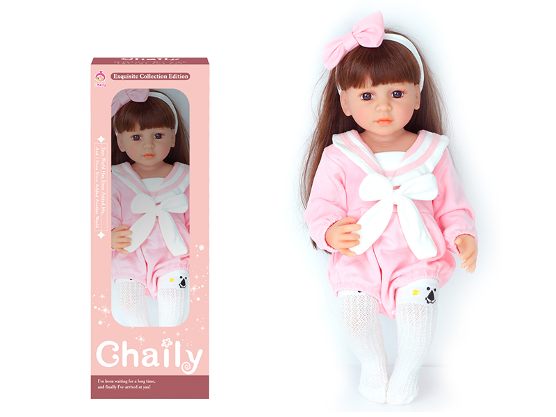 55CM Soft Glue Reborn Baby Doll(Machine Hair Transplant)With Diaper, Birth Card