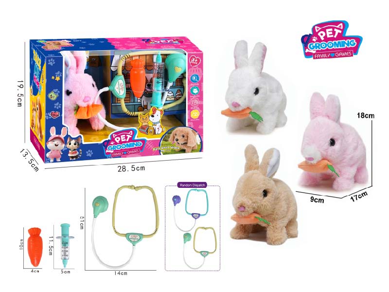 B/O Plush Radish Rabbit House Play With Medical Devices For Care