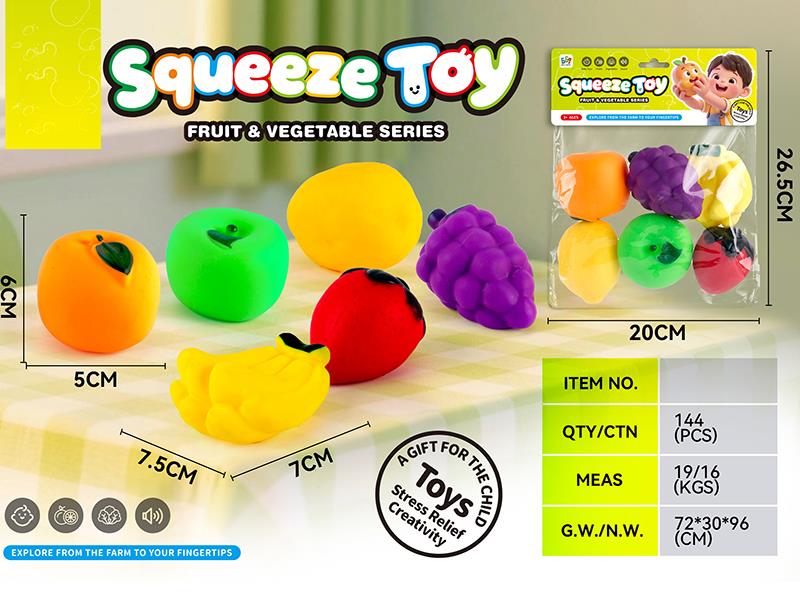 Vinyl Fruits Toys With BB Whistle