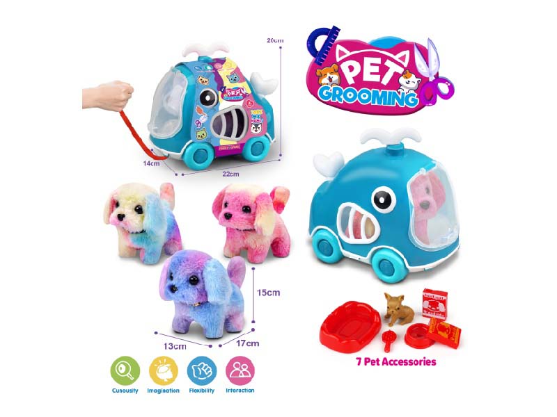 Whale Leash Cart + B/O Plush Colorful Dog + Accessories